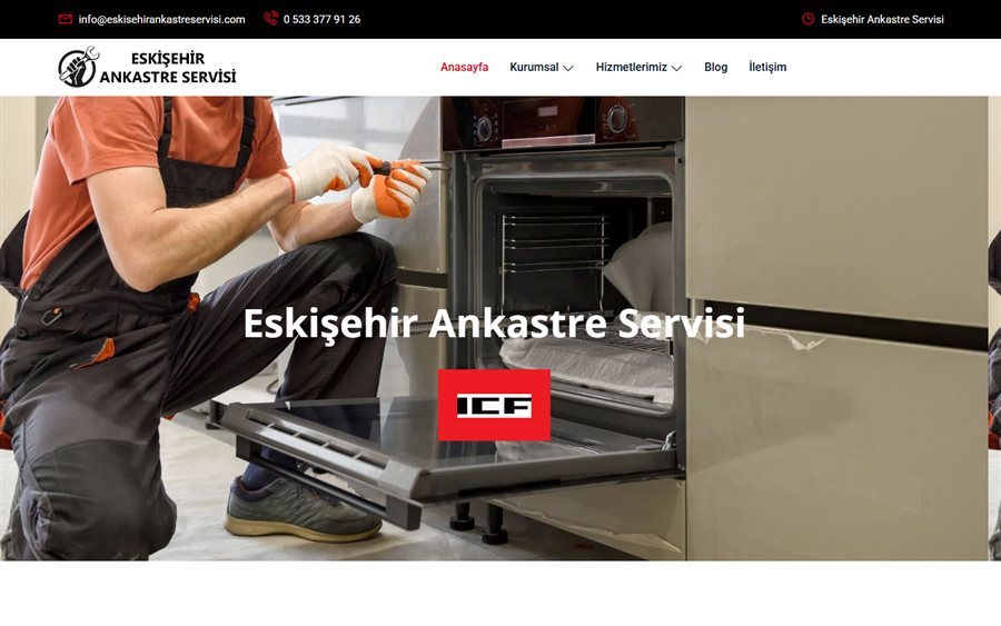 Eskişehir Ankastre Servisi web sitesinin ana sayfası