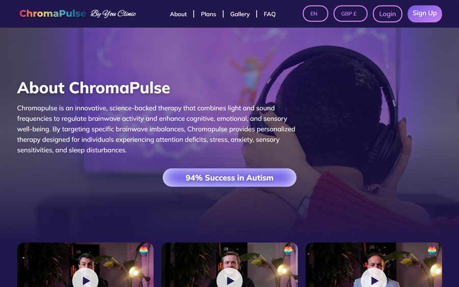 ChromaPulse nöroterapi platformu web sitesinin ana sayfası