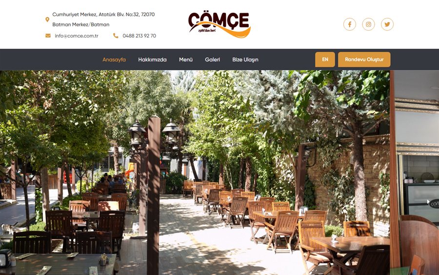 Cömce Et Lokantası web sitesinin ana sayfası