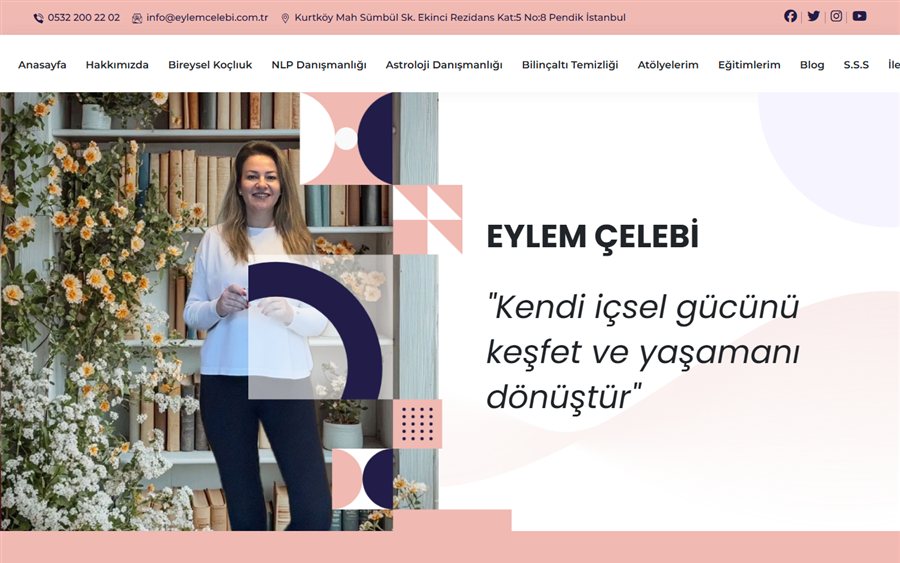 Eylem Çelebi profesyonel koçluk web sitesinin ana sayfası