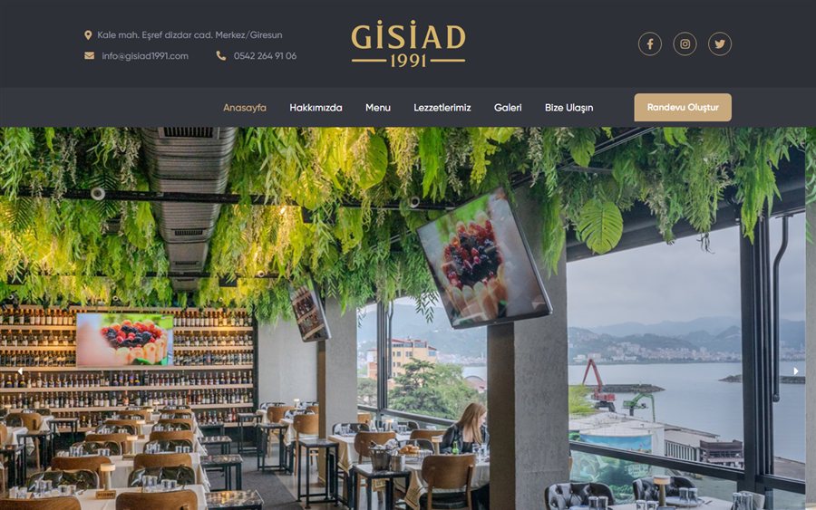 GİSİAD 1991 fine dining restoran web sitesinin ana sayfası
