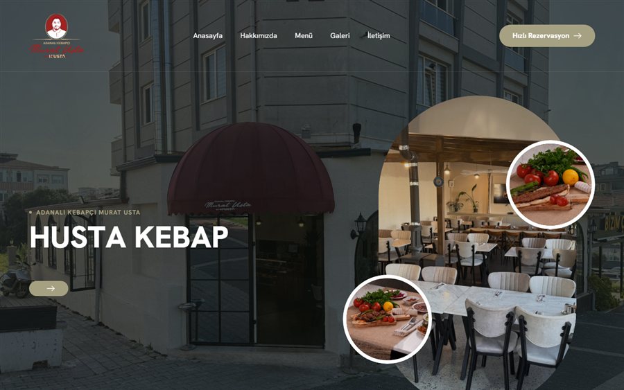 Husta Kebap web sitesinin ana sayfası