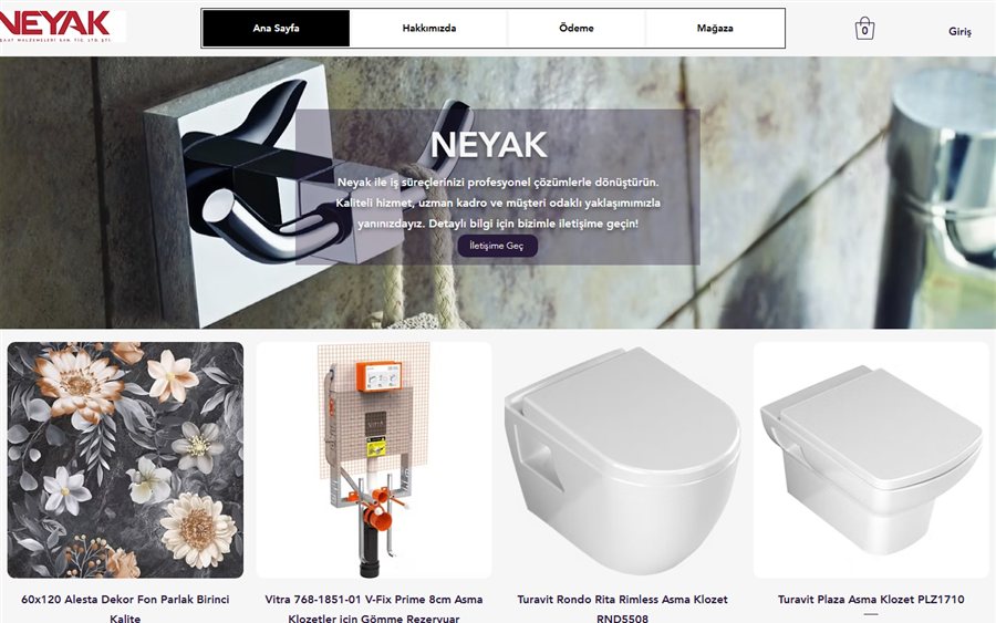 Neyak inşaat malzemeleri web sitesinin ana sayfası