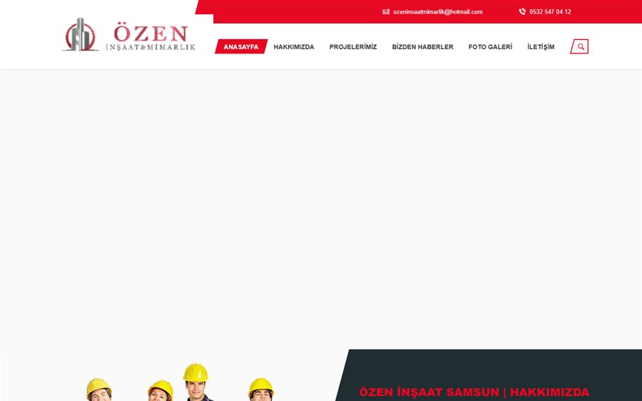 Özen İnşaat konut projeleri web sitesinin ana sayfası