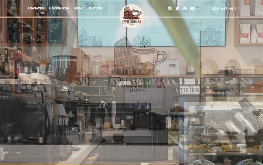 Espresso Roma İtalyan kafe web sitesinin ana sayfası