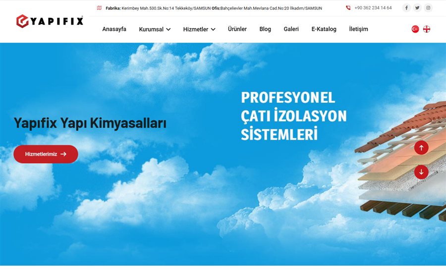 Yapıfix yapı kimyasalları web sitesinin ana sayfası